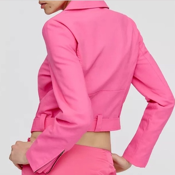 Anthropologie DOLAN Pink Linen Moto Jacket - Picture 3 of 10
